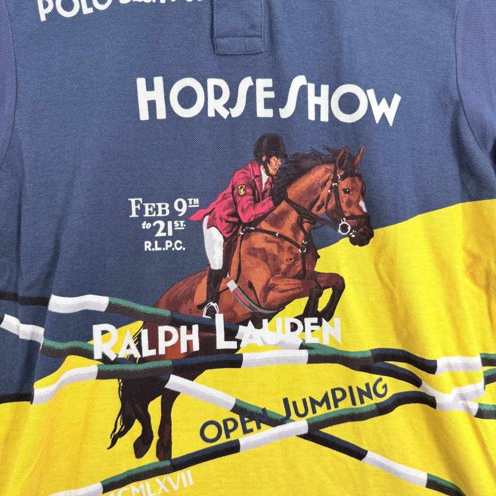 Polo Ralph Lauren Polo Shirt Mens L Blue Horse Show Graphic Equestrian - Picture 2 of 6